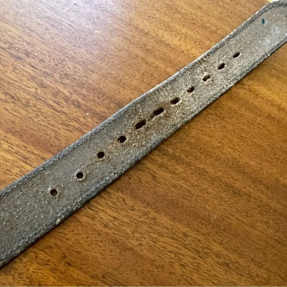 Vintage Chambers Embossed Leather Belt With Acorns and Leaves Brown Tan